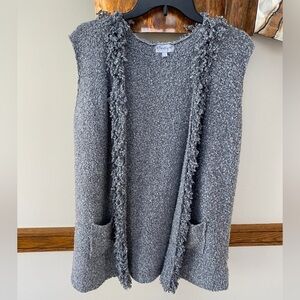 Womens b Boutique Grey Sleeveless Pockets Open Front Cardigan Size S/M Duster